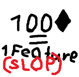 100♦ = 1 Feature Added (after 24h with a 25% chance)