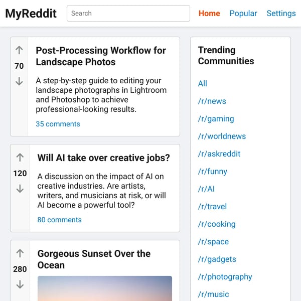Simple Reddit Clone