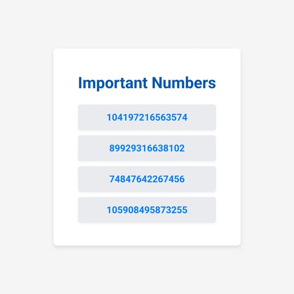 Numbers Display