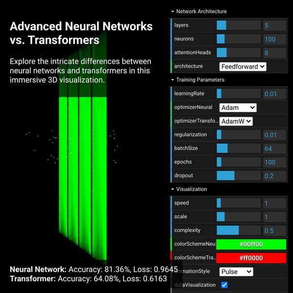 Advanced Neural Networks vs. Transformers: Immersive 3D Visualization