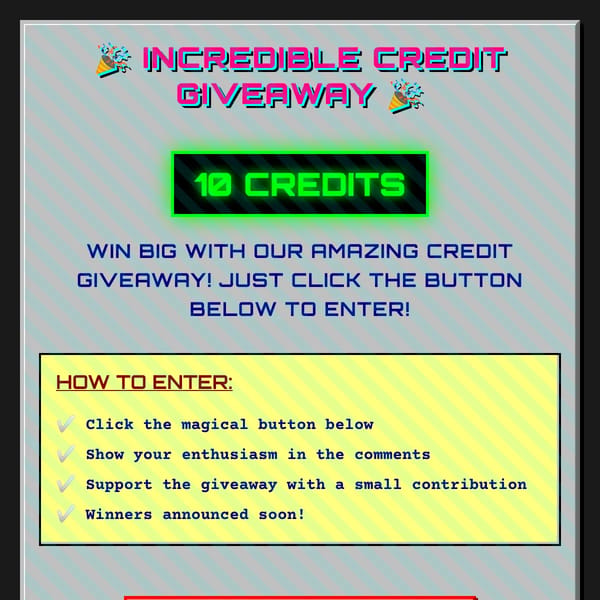 GINOURMOUS TEN CREDITS GIVEAWAY!!!🎉🎉🎉