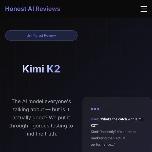 kimi k2 calls itself "overhyped"