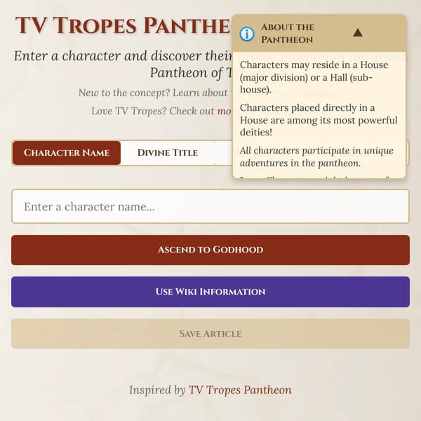 TV Tropes Pantheon Generator