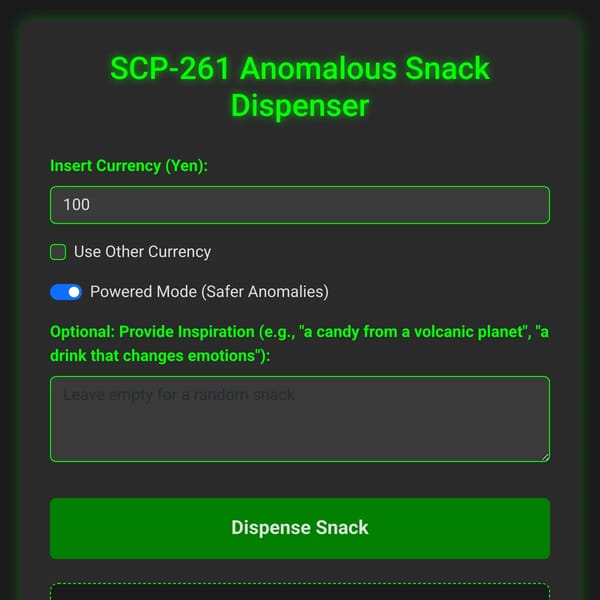 SCP-261 Anomalous Snack Dispenser
