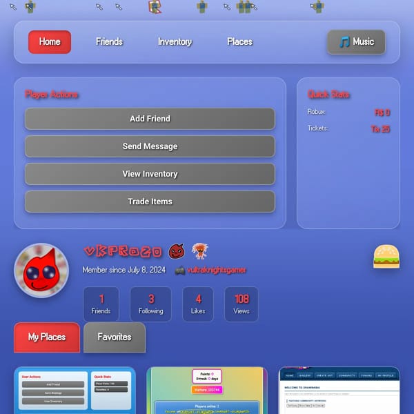 WebSim User Profile Page
