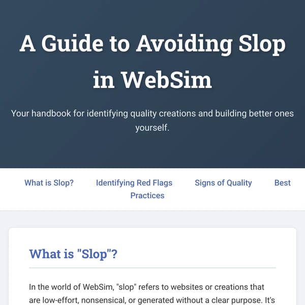 A Guide to Avoiding Slop in WebSim