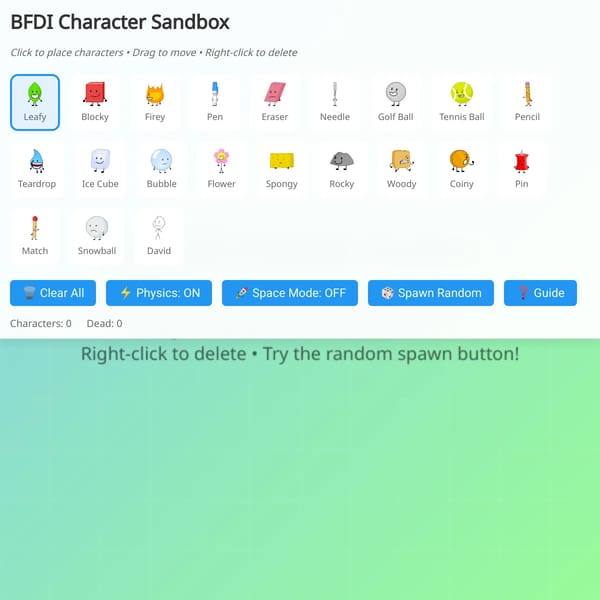 BFDI Character Sandbox