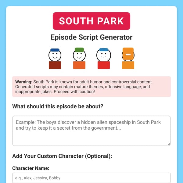 South Park Episode Generator