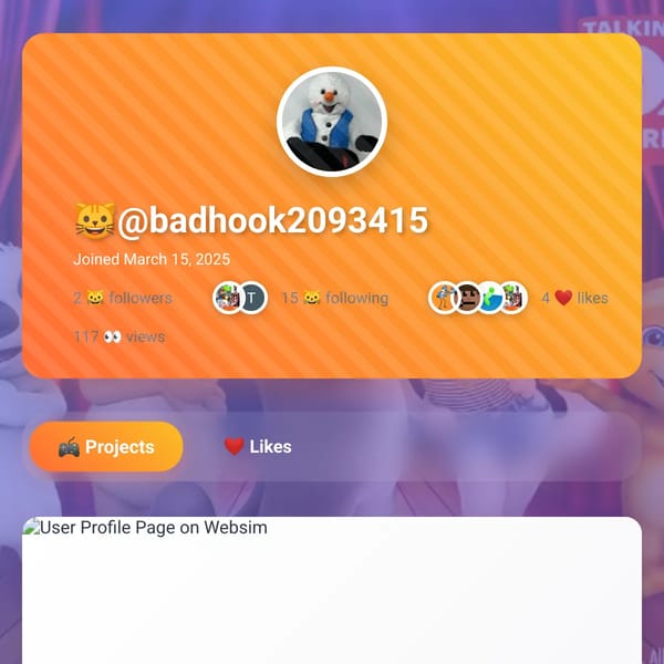 User Profile Page on Websim