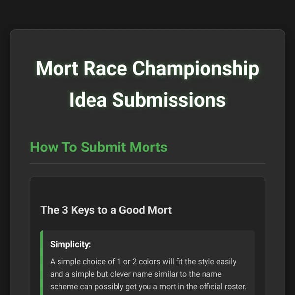 Mort Race Championship Submissions