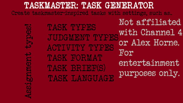 Taskmaster Task Generator