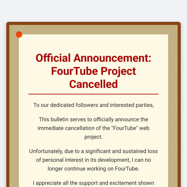 FourTube Cancellation Bulletin
