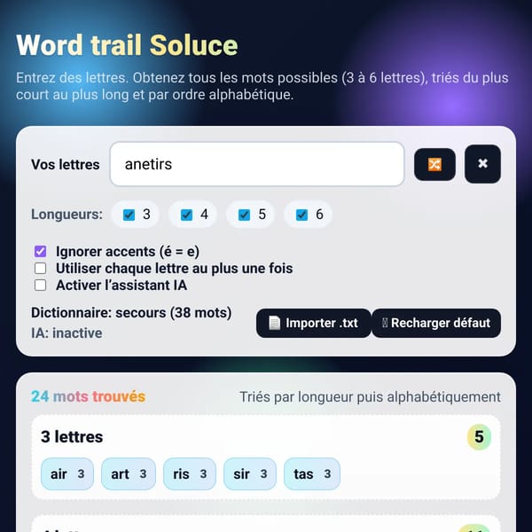 Trouve-mots • Générateur à partir de lettres