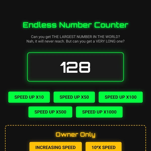 Endless number counter but it is actually processing brain simulator