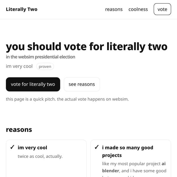 Vote me — Websim Presidential Pitch