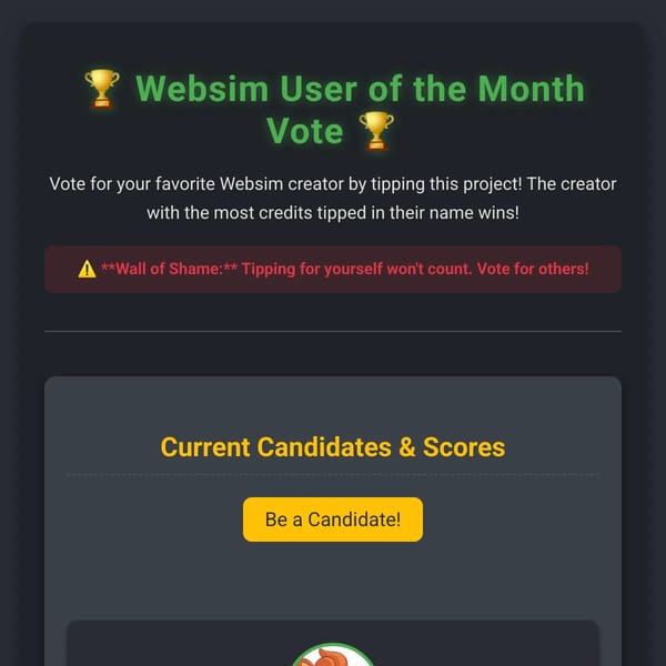 Websim User of the Month Vote