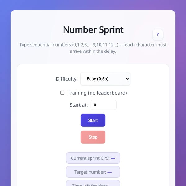 Number Sprint — type numbers before timeouts