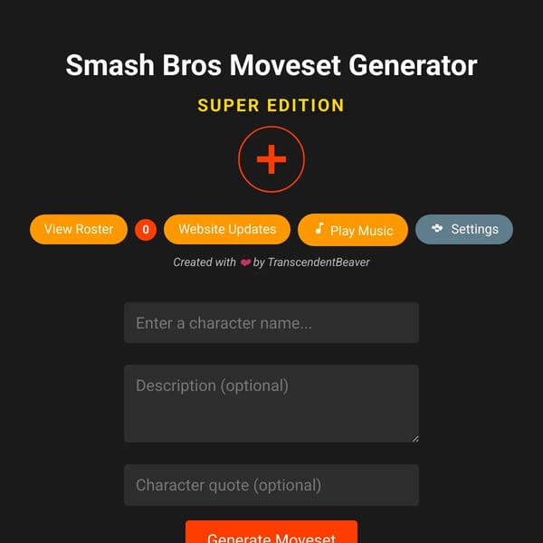 Smash Bros Moveset Generator SUPER EDITION