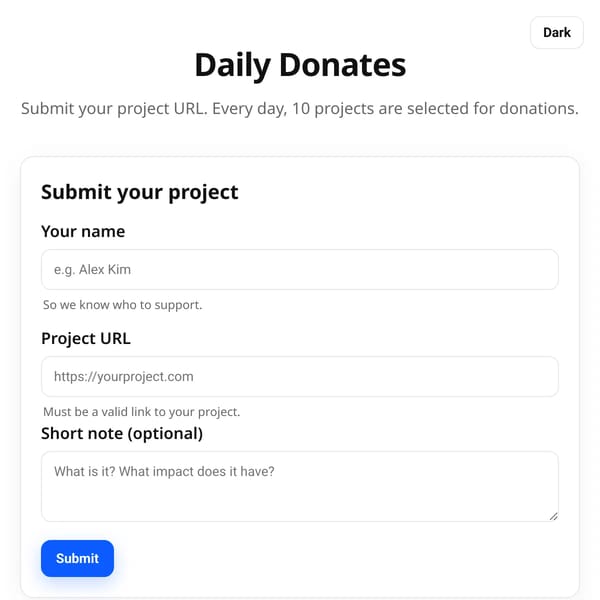 Daily Donates - Submit Your Project