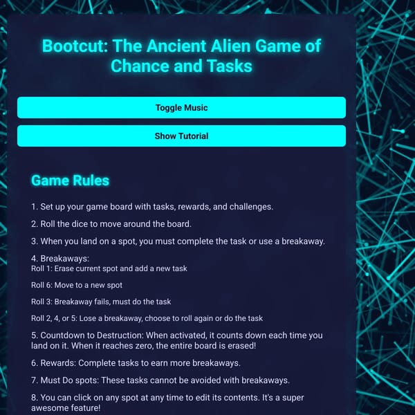 Bootcut: The Ancient Alien Game of Chance and Tasks