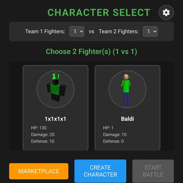 Character Select Battle