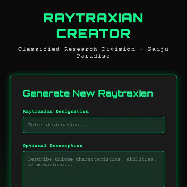 Raytraxian Creator - Kaiju Paradise W.I.P