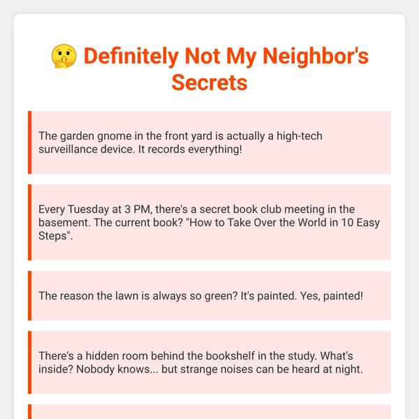Definitely Not My Neighbor's Secrets