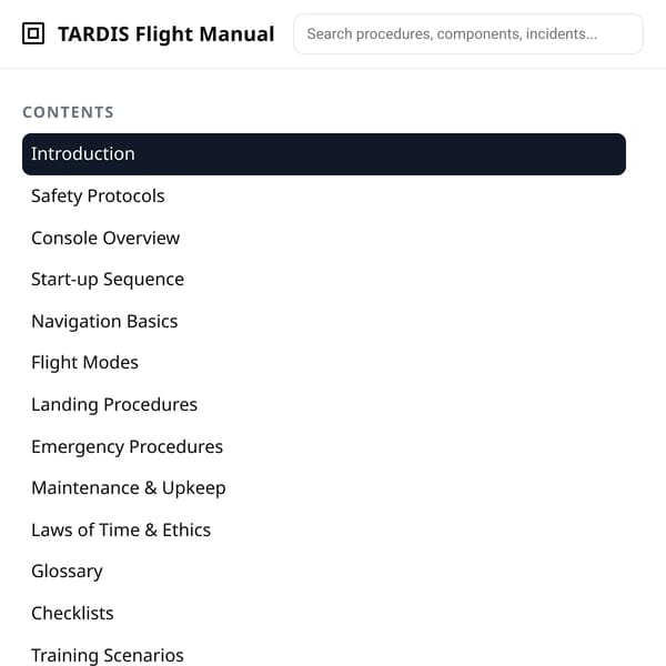 TARDIS Flight Manual