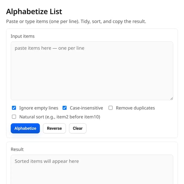 Alphabetize List