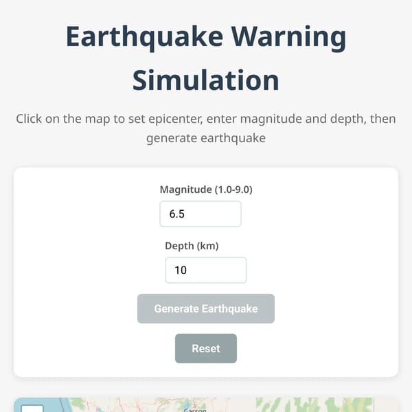 Earthquake Early Warning Simulation (battery drowning and battery overeating added)