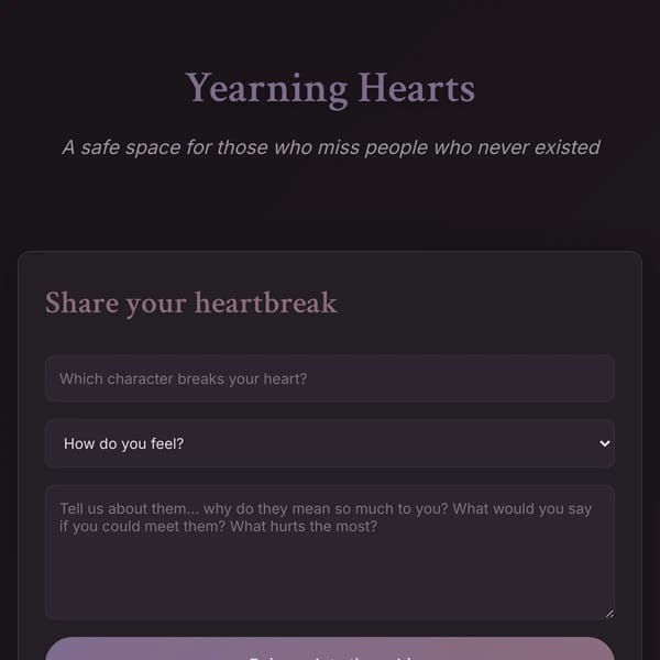 Yearning Hearts - A Place for Fictional Longing