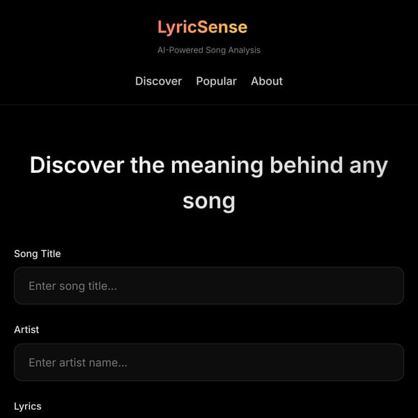 LyricSense - AI-Powered Song Analysis