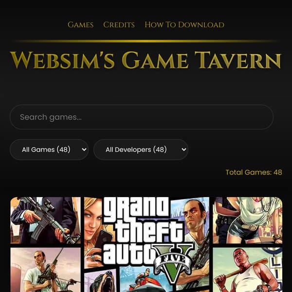 Websim's Game Tavern