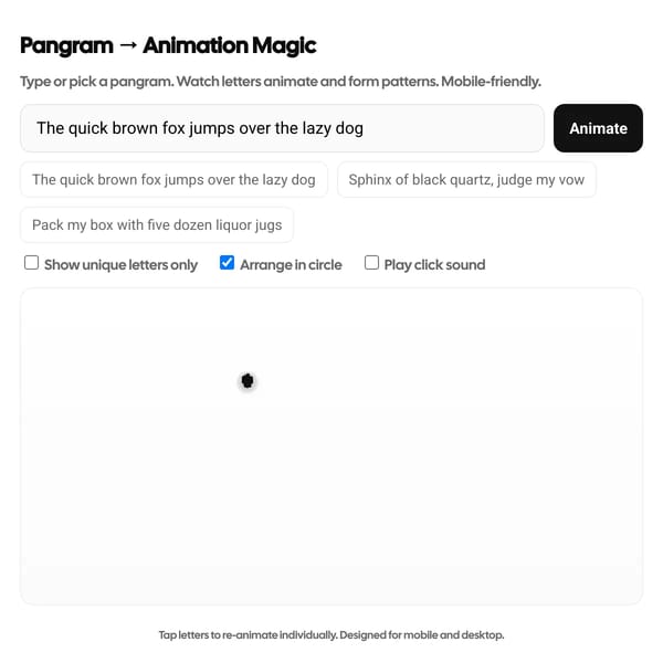 Pangram To Animation Magic