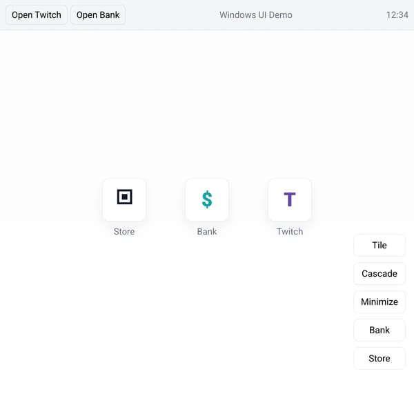 Windows UI — Twitch & Bank