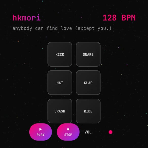 Drum Madness: hkmori - anybody can find love (except you.)