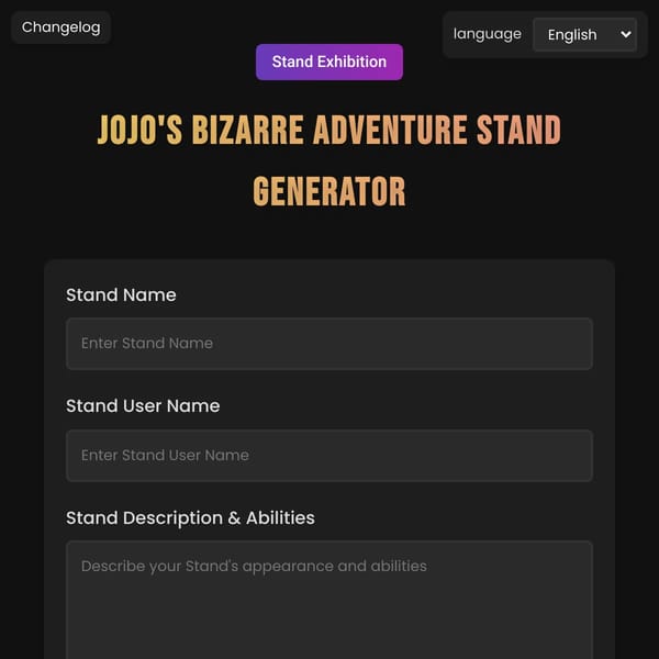 JoJo's Bizarre Adventure Stand Generator