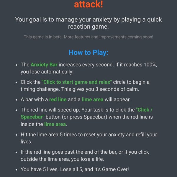 Don't have a anxiety attack. (BETA)