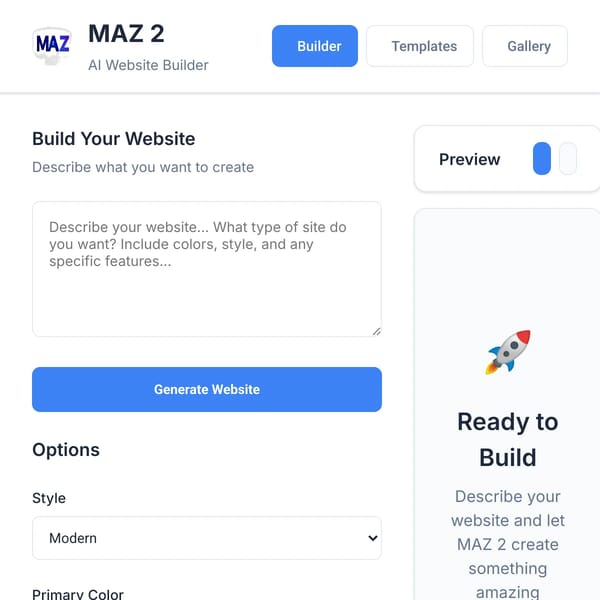Maz AI - AI Website Builder by Oztech Enterprises