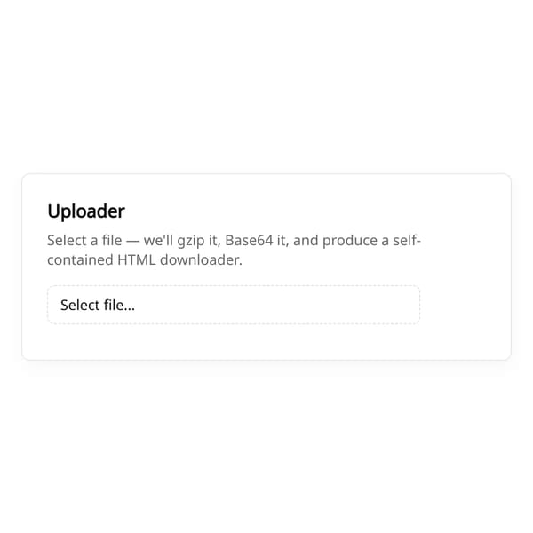 Uploader — gzip→Base64 downloader generator