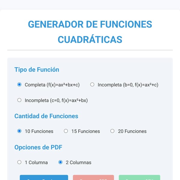 Generador Funciones Cuadráticas