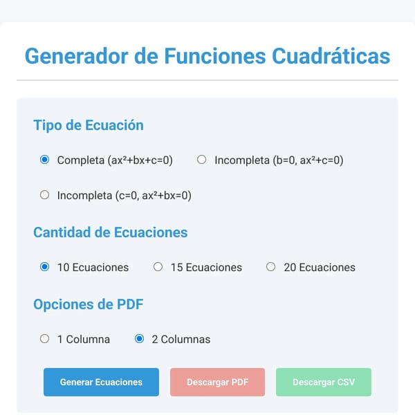 1_Generador de Func. Cuadráticas con discriminante, vértice