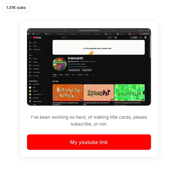 My YouTube Channel, (to websims people)