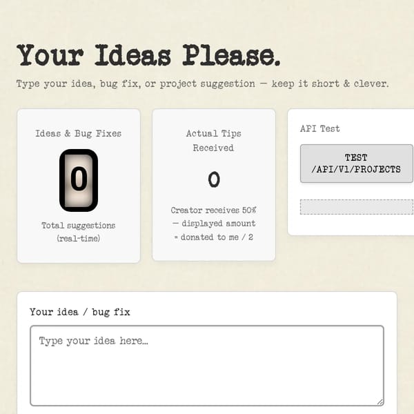 Your Ideas Please — Typewriter Suggestions