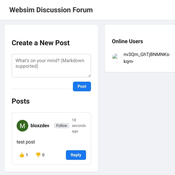 Websim Discussion Forum