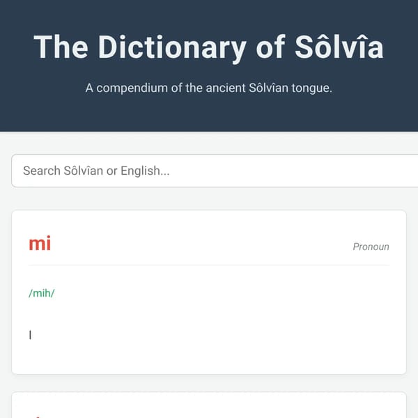 Dictionary of Sôlvîa