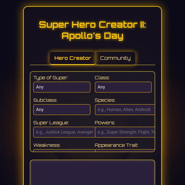 Super Hero Creator II: Apollo's Day