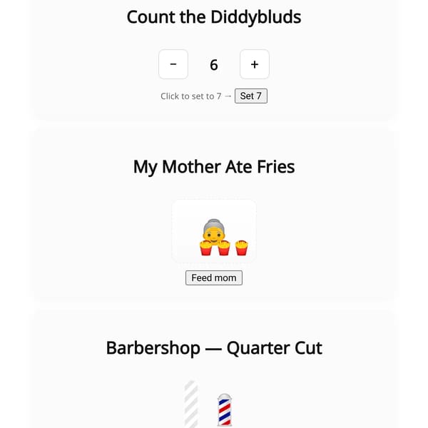 a barbershop haircut that costs 6 7 quarters my mother ate eeffoc
