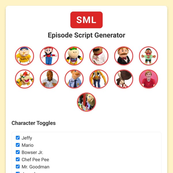 SML Episode Generator But You Can Make A Character