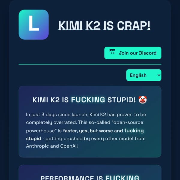 Kimi K2 is ASS! 💩